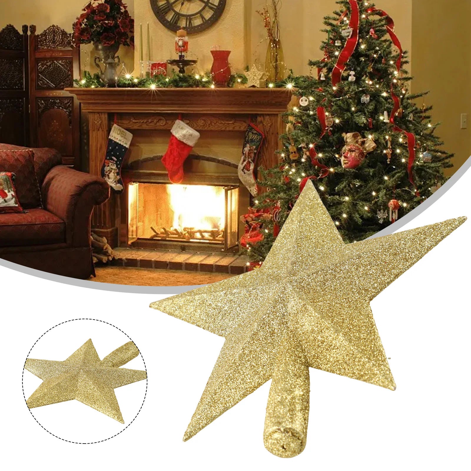 Sparkling Gold & Silver Shatterproof Christmas Star Ornament - Image 24