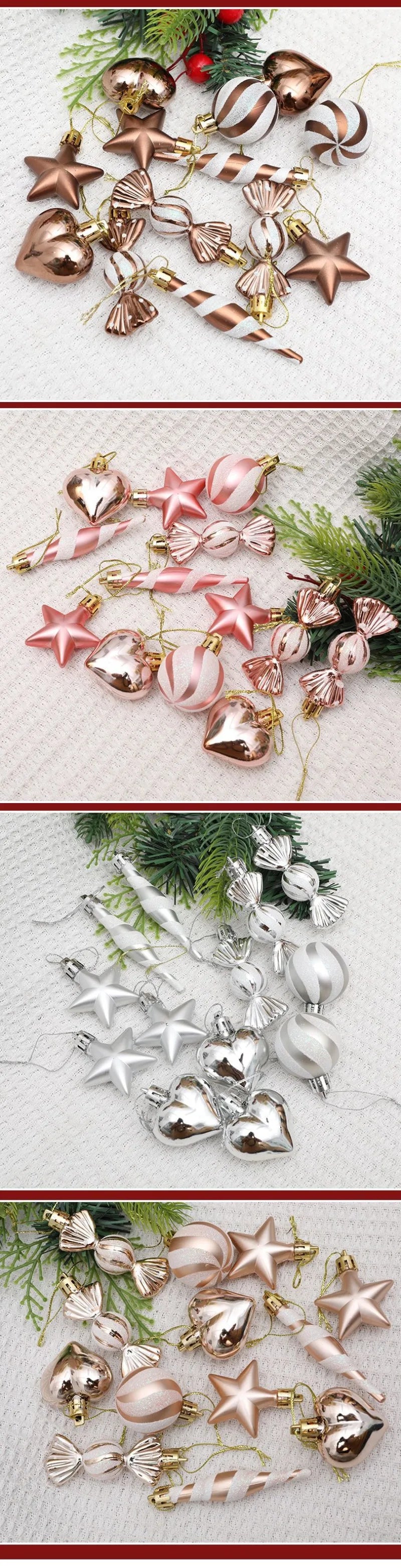 13-Piece Rose Gold Christmas Ornament Set - Image 21