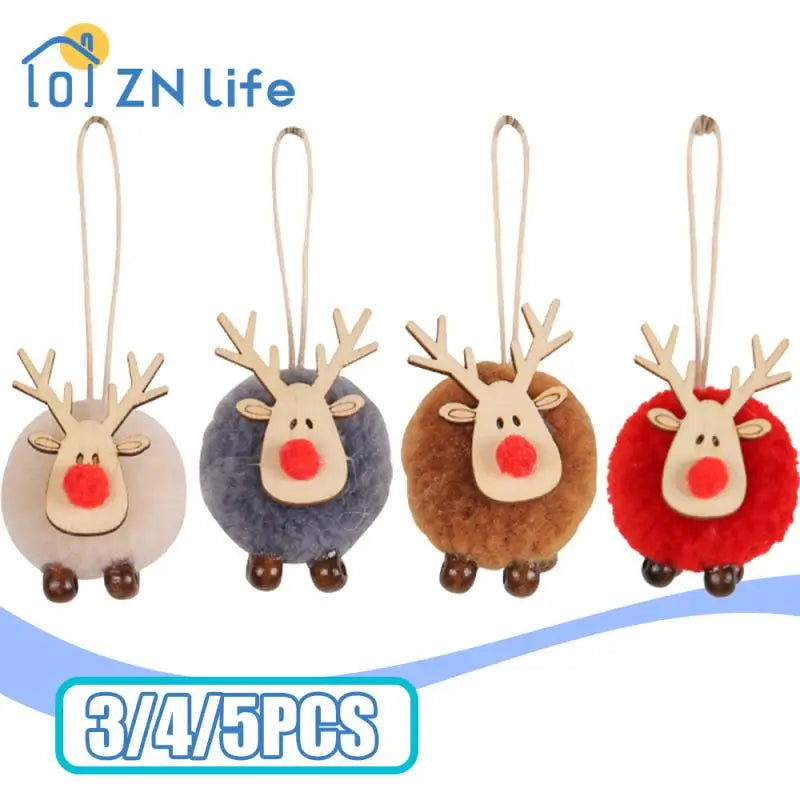 Charming Fawn Fur Ball Elk Ornament for Christmas