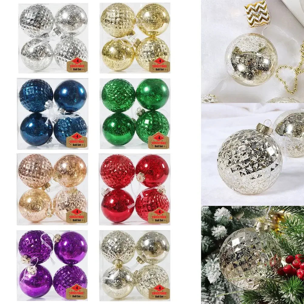Set of 4 Christmas Ball Ornaments for Tree