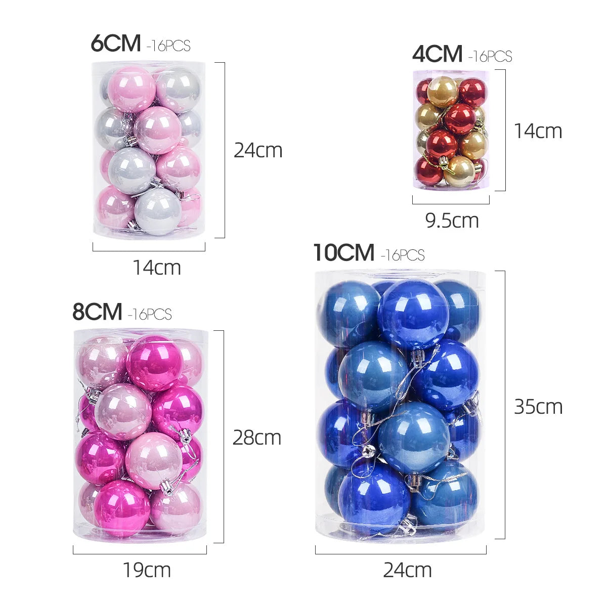 Vibrant Pink & Purple Christmas Ball Ornaments - 16pcs - Image 18