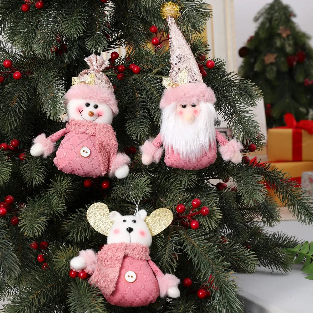 Charming Pink Christmas Doll & Animal Ornaments - Image 25