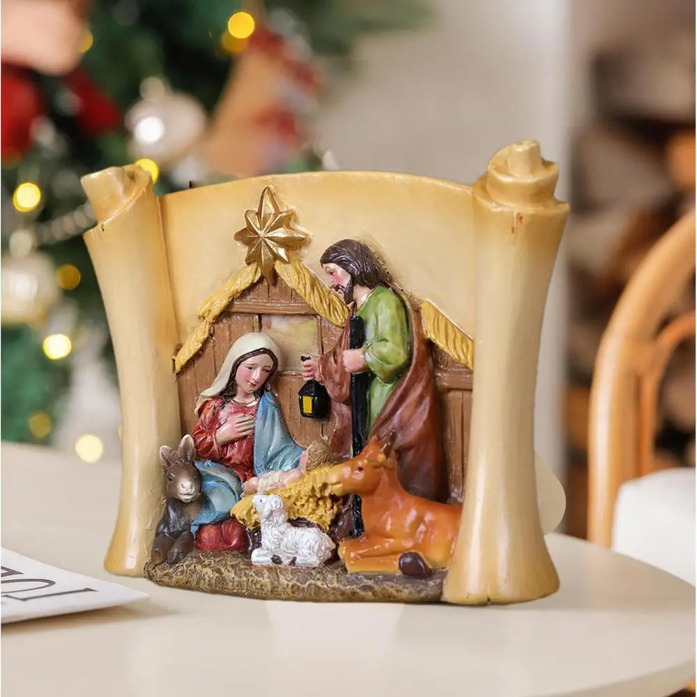 Festive Nativity Scene Figurines for Christmas Decor - Image 9