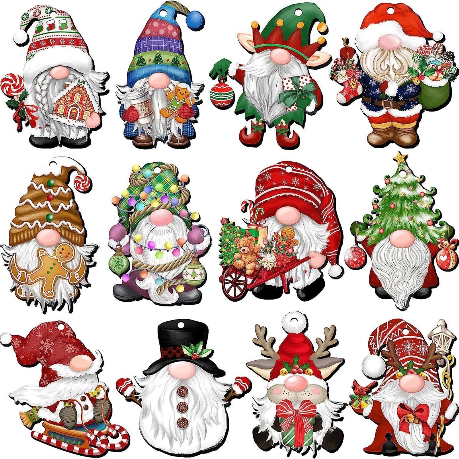 Set of 12/24/36 Festive Gnome Santa Ornaments - Image 2