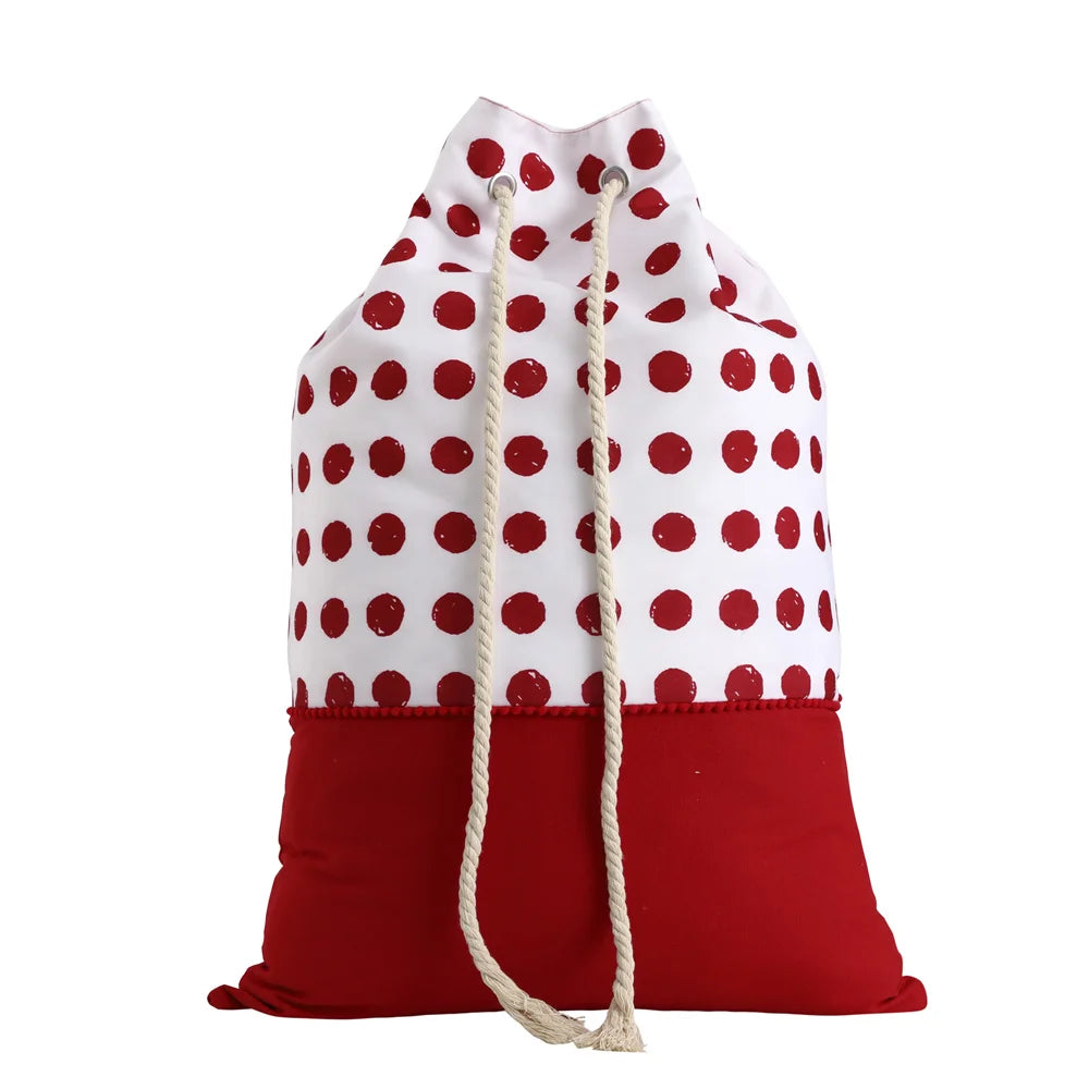 Personalized Santa Sack with Pom Poms & Patterns - Image 8