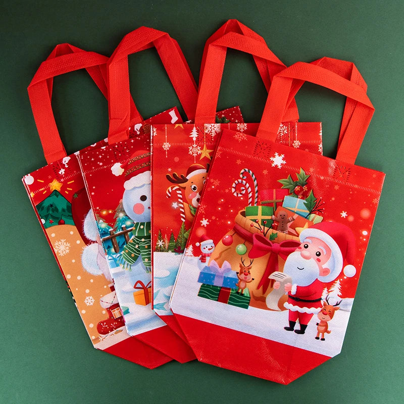 Festive Red Reusable Christmas Gift Tote Bags - Image 5