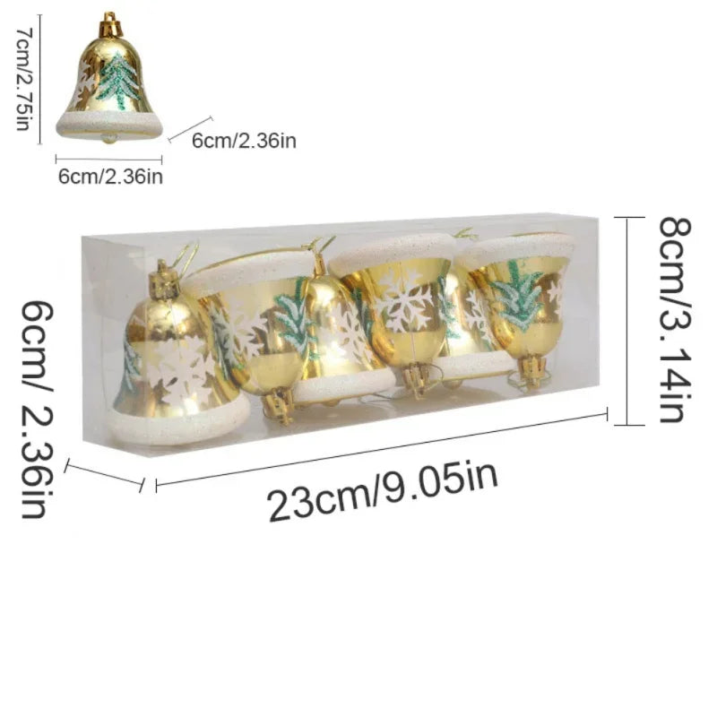 6-Piece Christmas Bell Ornament Set for Festive Decor - Image 4