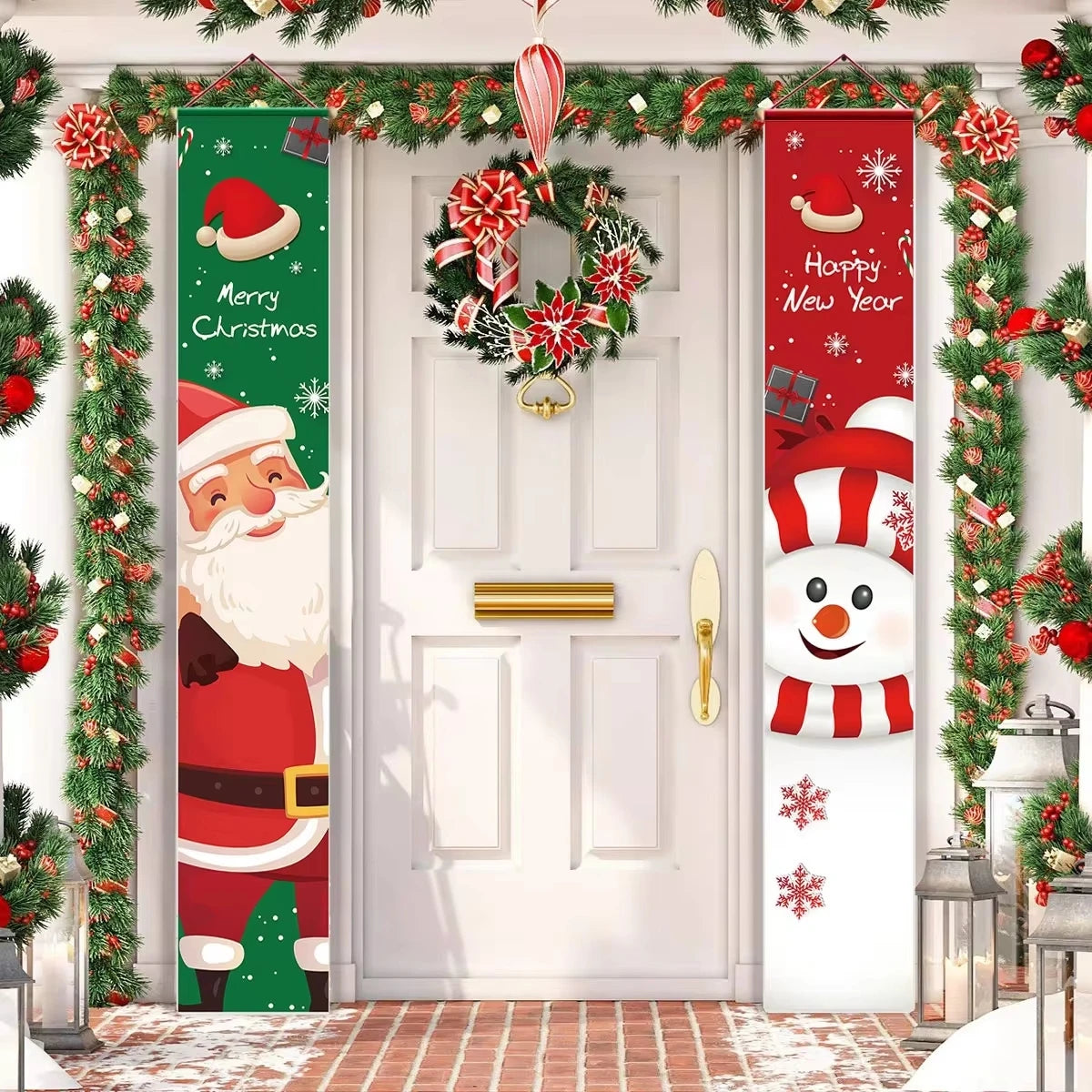 Festive Santa Claus Christmas Door Banner Decor