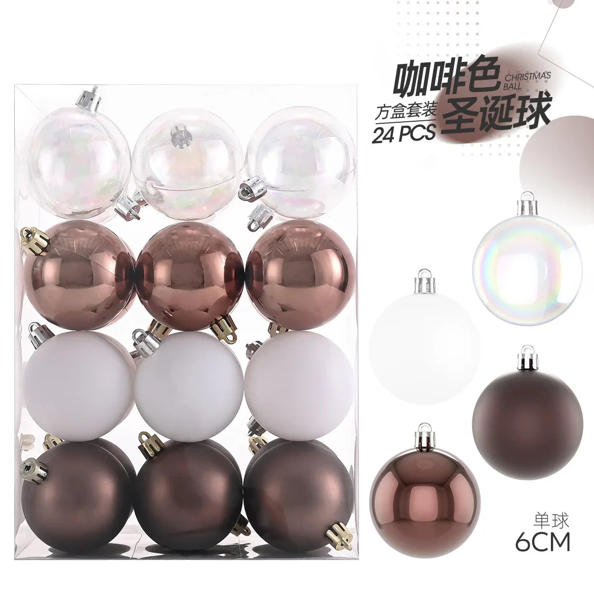 24-Piece Transparent Christmas Ball Ornaments Set - Image 4