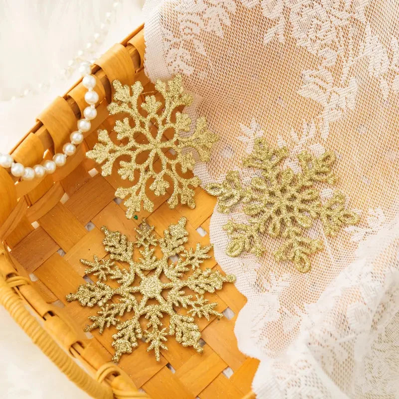 20pcs Glittering Gold Snowflake Ornaments for Tree - Image 12
