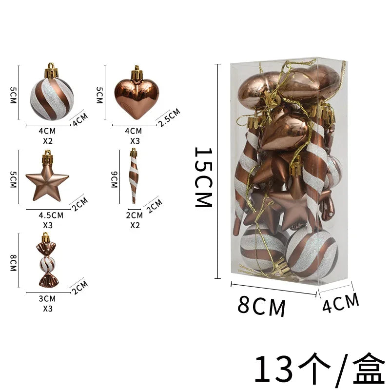 13-Piece Rose Gold Christmas Ornament Set - Image 15