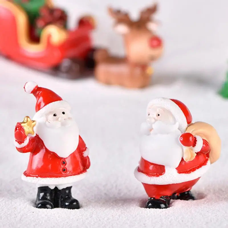 Festive Mini Resin Santa, Snowman & Elk Ornaments