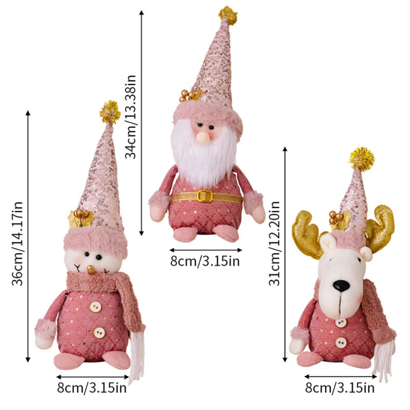 Charming Christmas Plush Dolls: Santa, Snowman & Gnome - Image 3