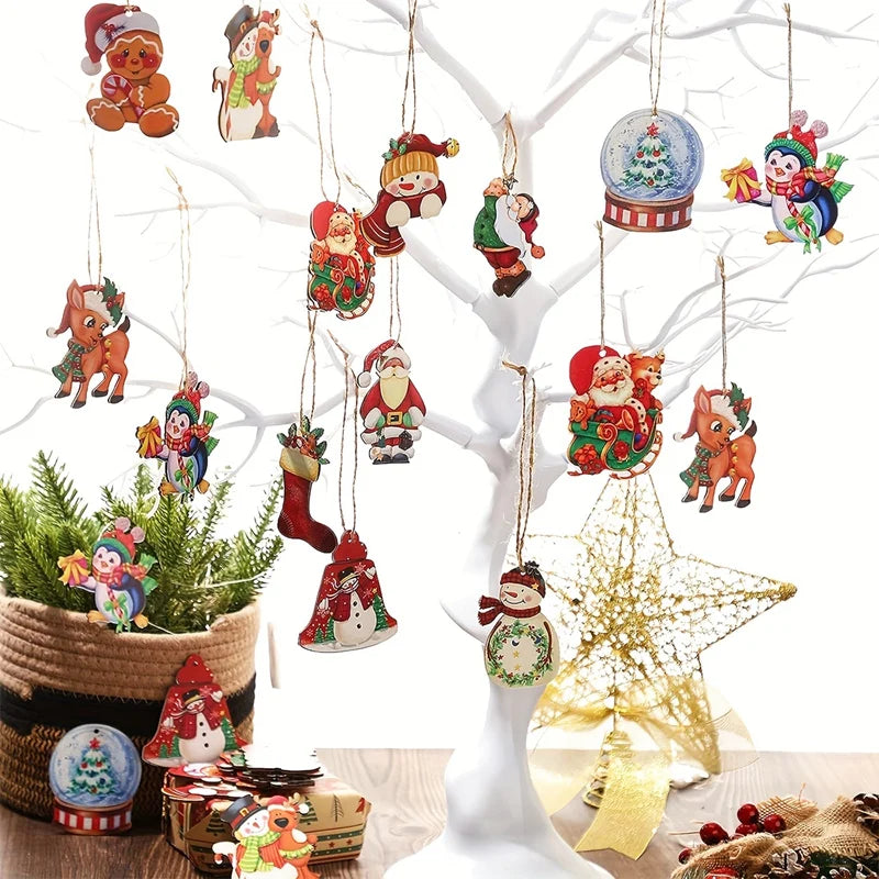 Charming Christmas Gnome Snowman Wooden Decor Pendant - Image 16