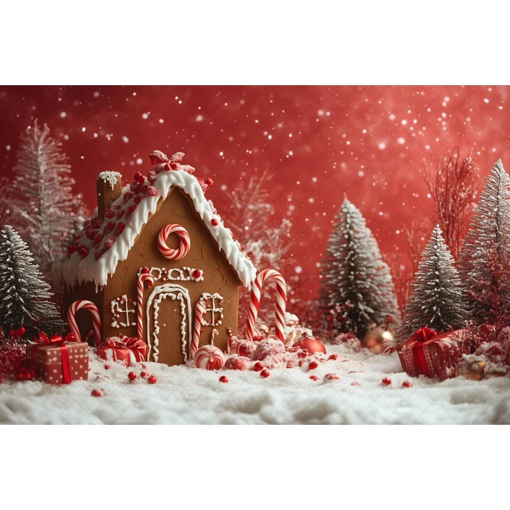 Festive Gingerbread House Christmas Backdrop for Kids - Image 11