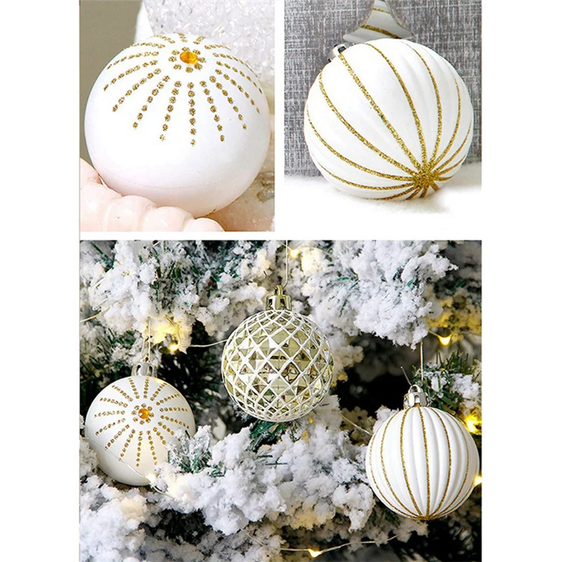 30PC Golden & White Shatterproof Christmas Ball Ornaments - Image 5