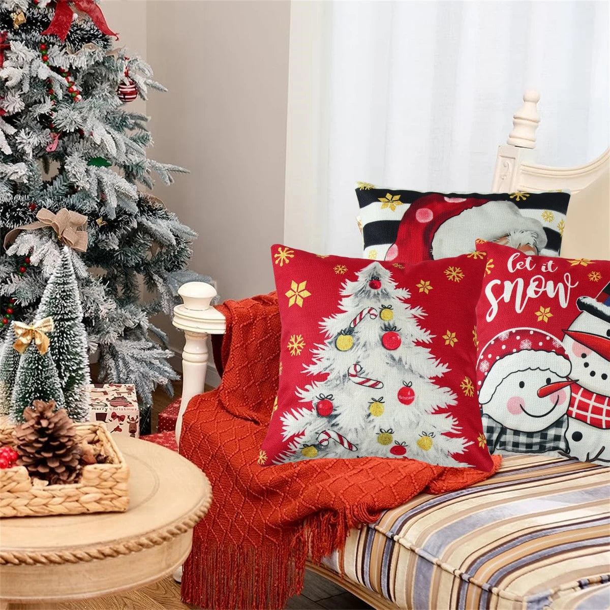 Festive Santa Claus & Snowman Pillowcase Decor - Image 27
