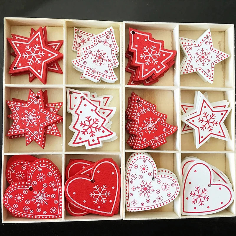 Charming Wooden Snowflake Christmas Ornaments – 10pcs
