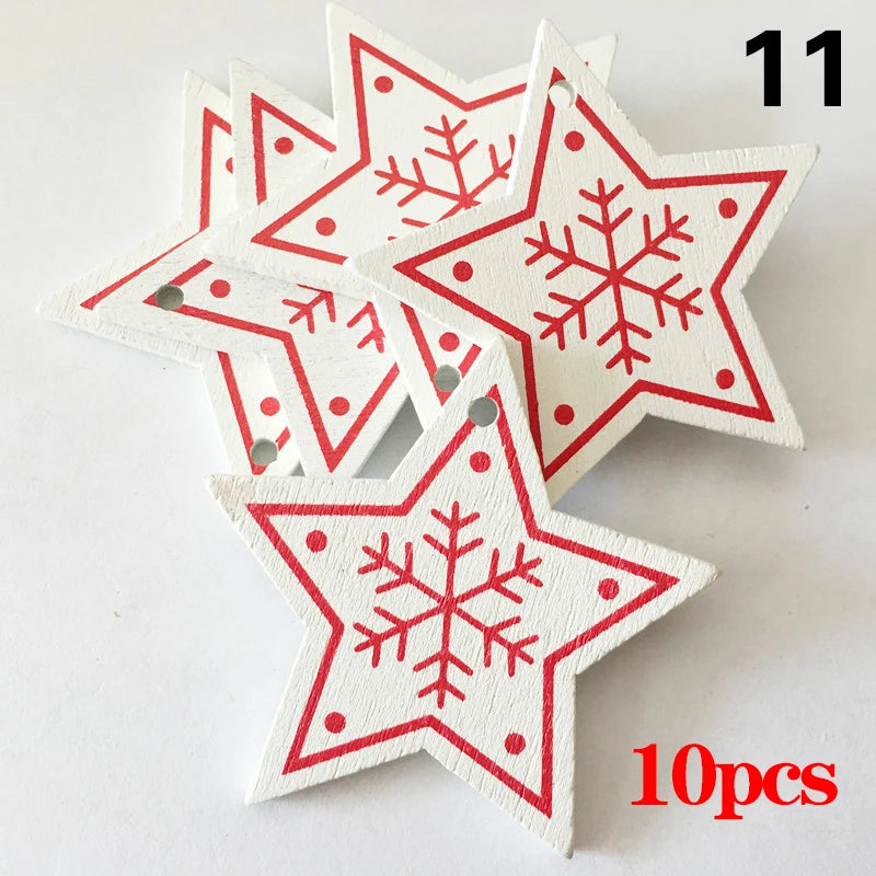 Charming Wooden Snowflake Christmas Ornaments – 10pcs - Image 22