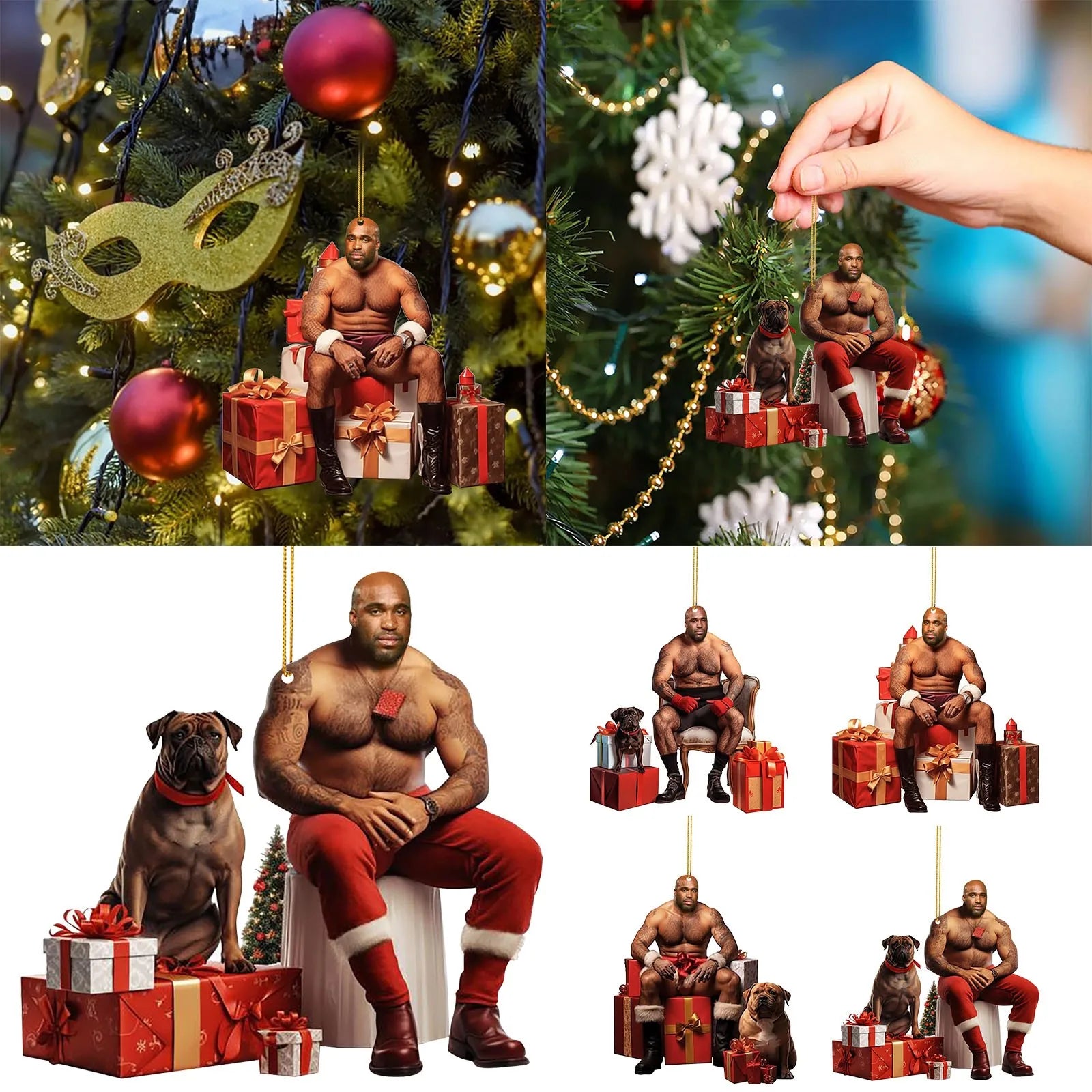 Funny Tough Man Christmas Tree Ornament – Perfect for Kids!