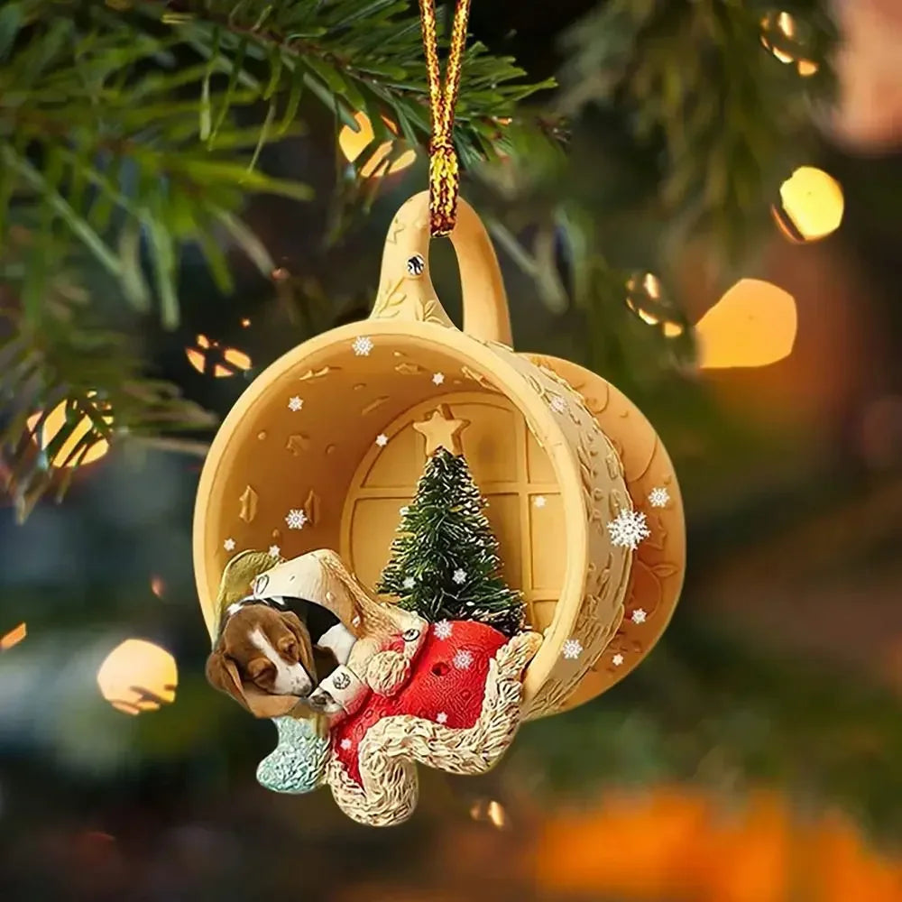 Adorable Puppy Acrylic Christmas Tree Ornament - Image 5