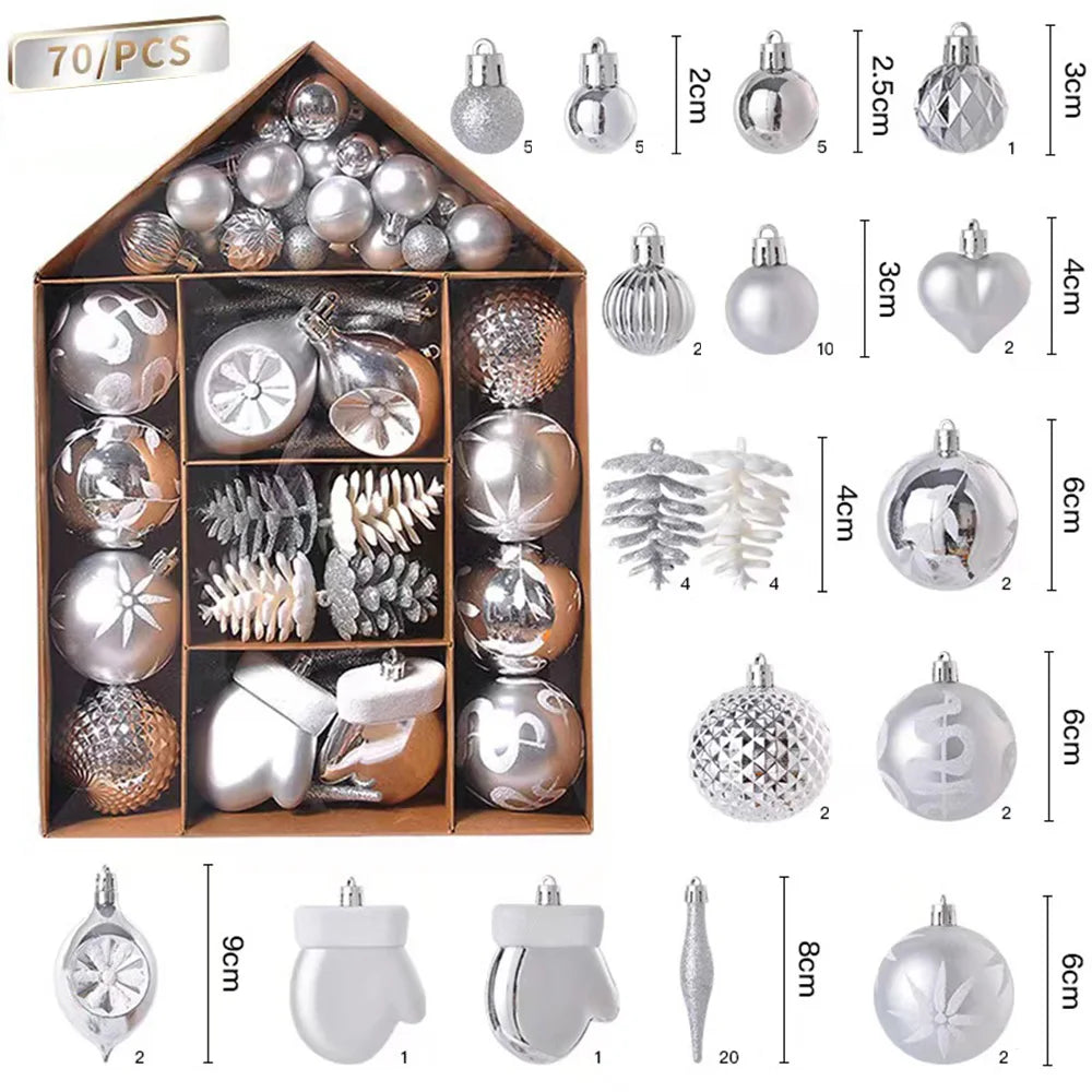 70PCS Vintage Shatterproof Christmas Ornaments - Festive Decor - Image 4
