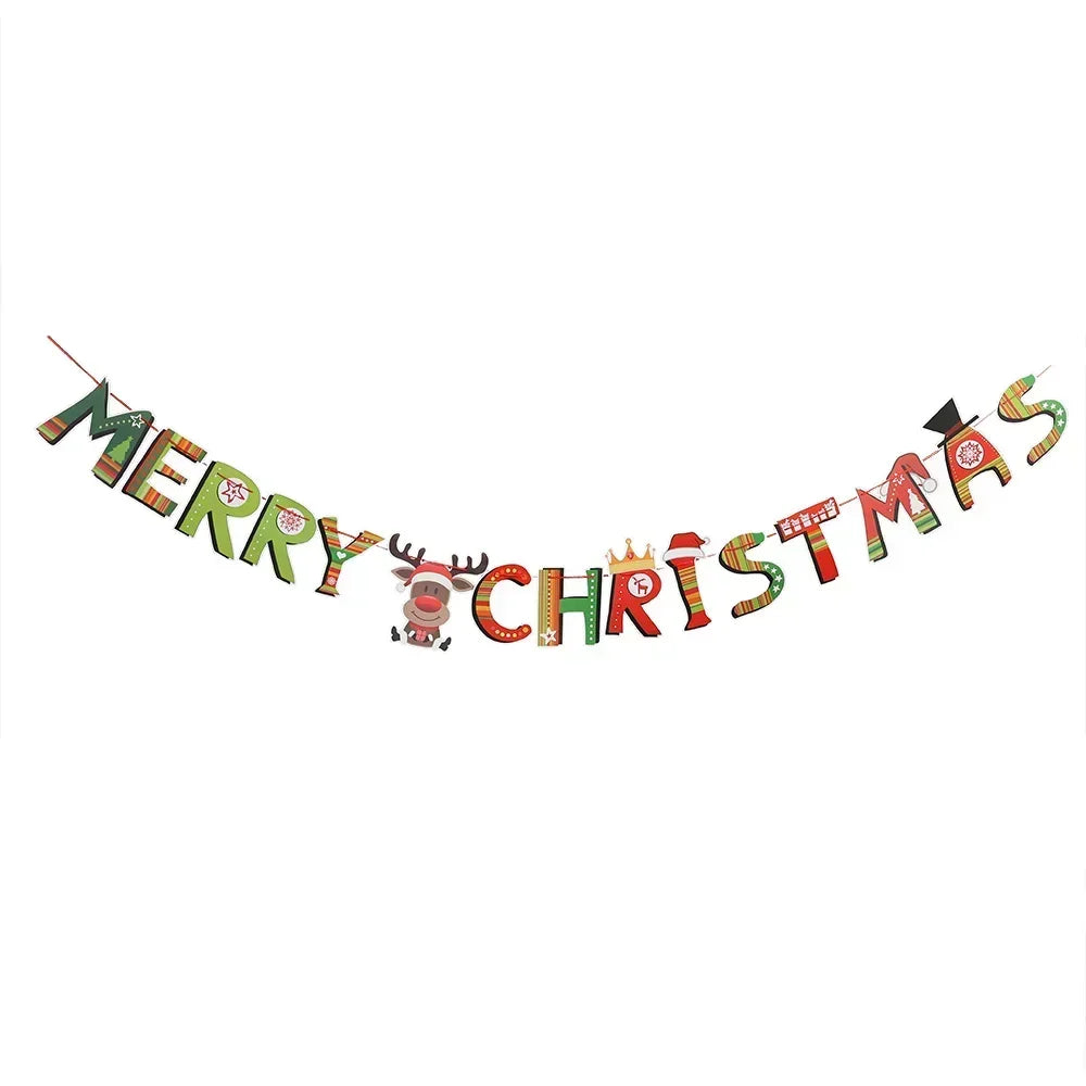 Festive Christmas Banner: Santa, Elk & Socks Decor - Image 18