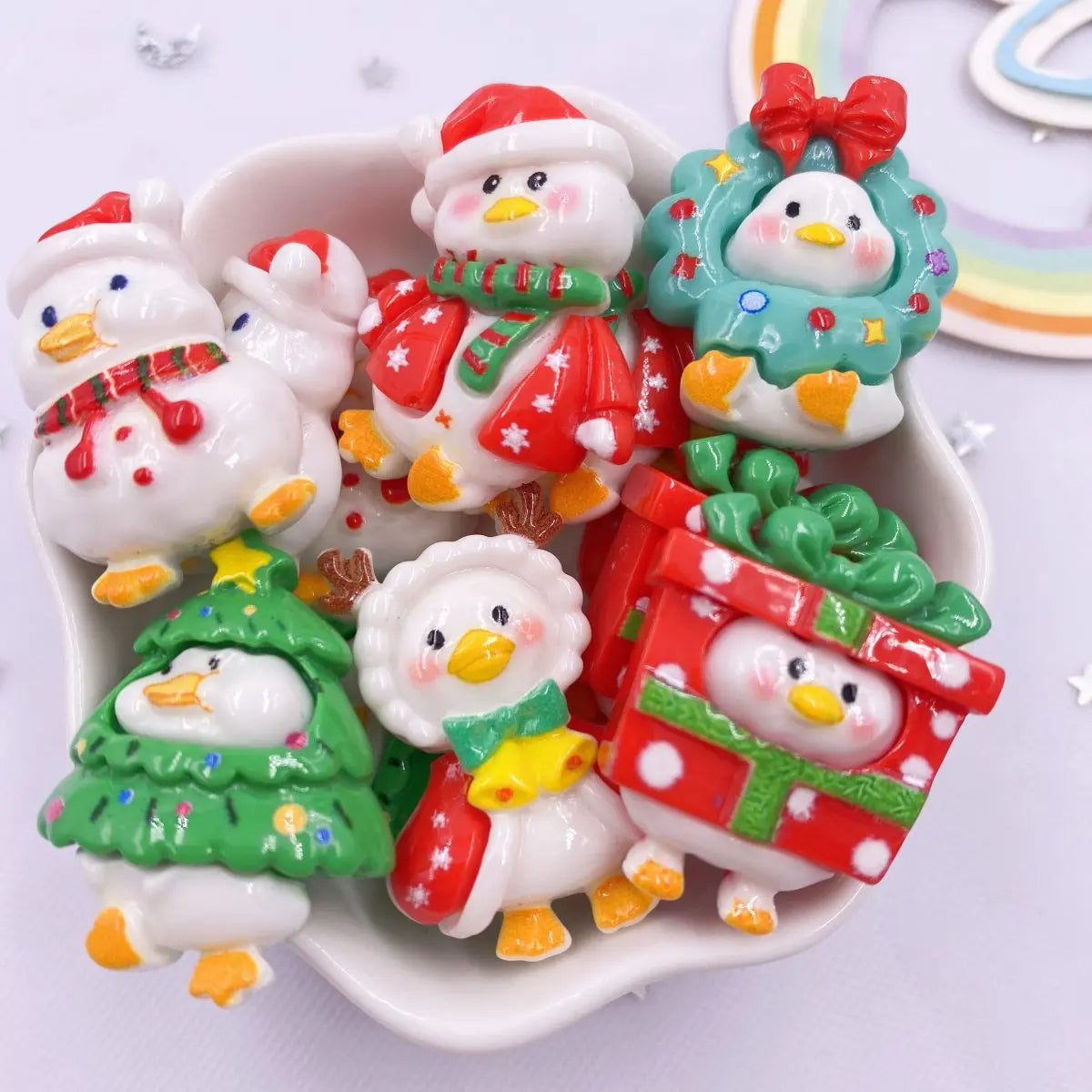 Colorful Cartoon Christmas Tree & Snowman Figurines 10PCS - Image 6