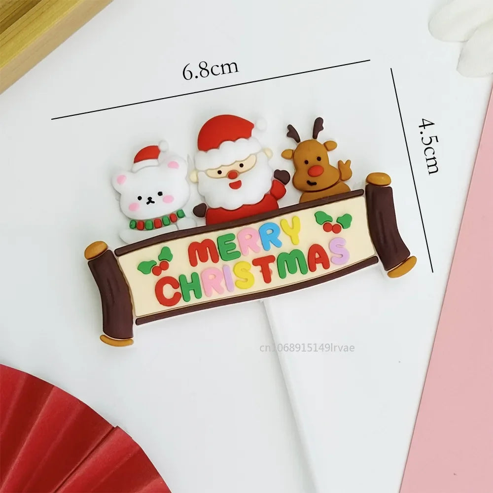 Festive Santa & Elk Cake Toppers for Christmas - Image 27
