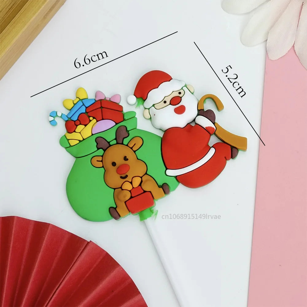 Festive Santa & Elk Cake Toppers for Christmas - Image 22