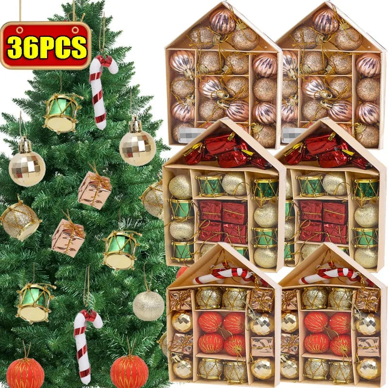 18/36PC Glittery Christmas Ball Ornament Set - Image 13