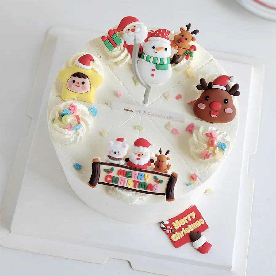 Festive Santa & Elk Cake Toppers for Christmas - Image 3