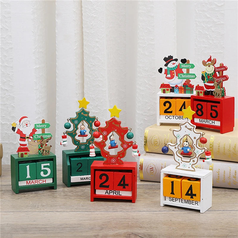 Festive Wooden Countdown Calendar - Santa & Friends