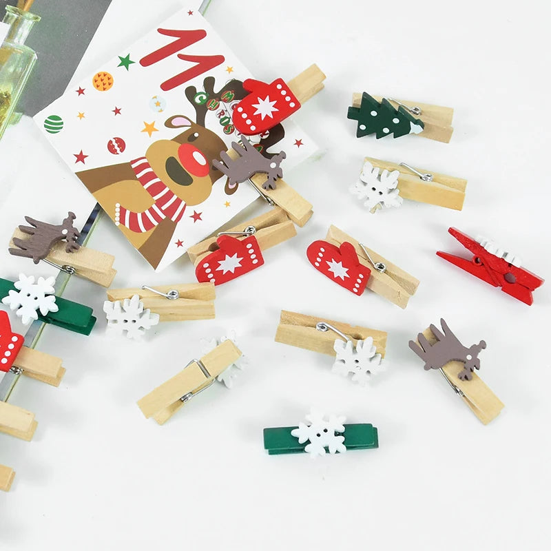 20pcs Festive Wooden Clips for Holiday Decor - Image 16