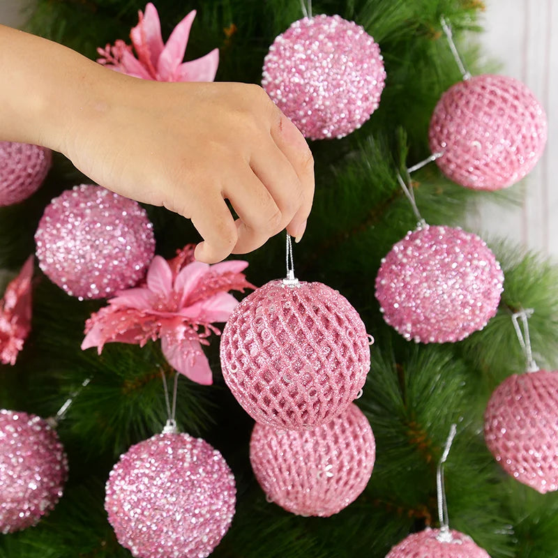 12pcs Glitter Foam Christmas Ornament Balls - Festive Decor - Image 19