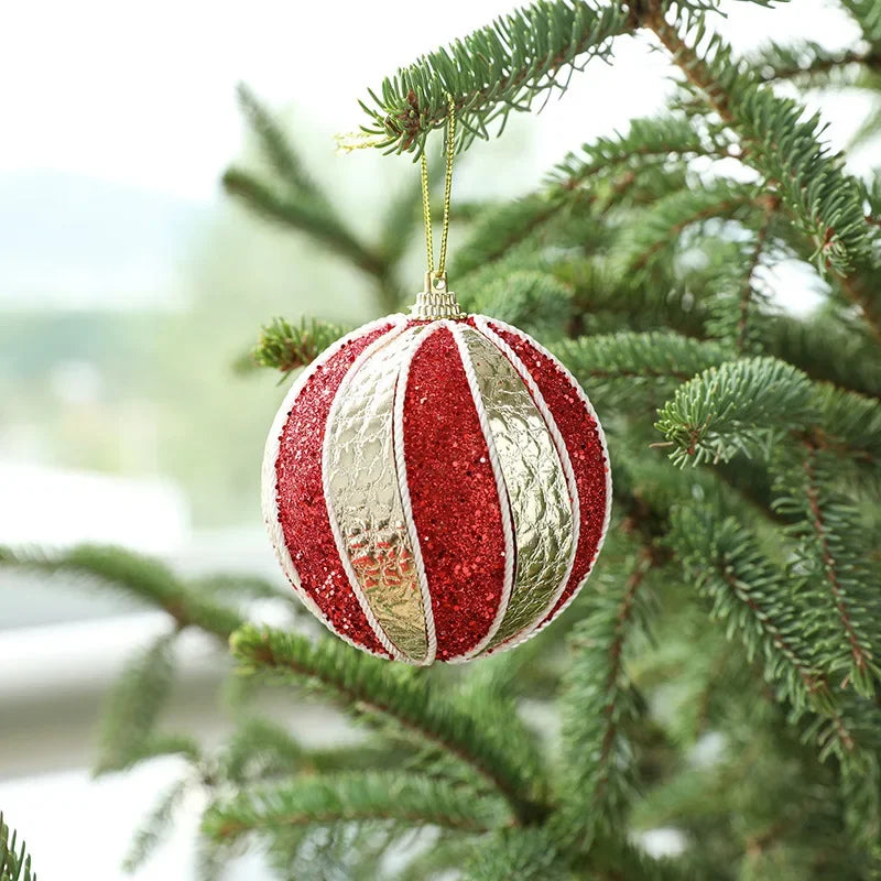 Vibrant Gold Striped 8cm Christmas Tree Ornaments - Image 5
