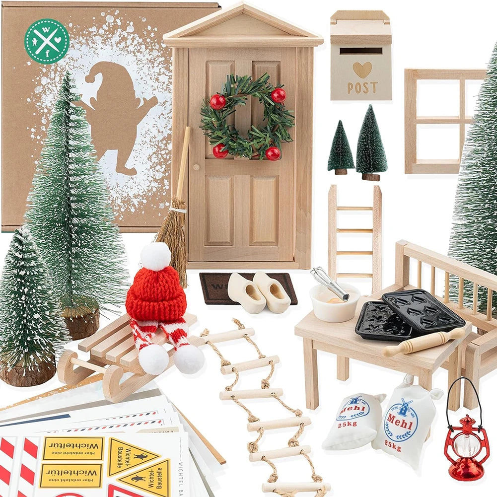 Charming Mini Christmas Door Set with Gnomes - Image 21