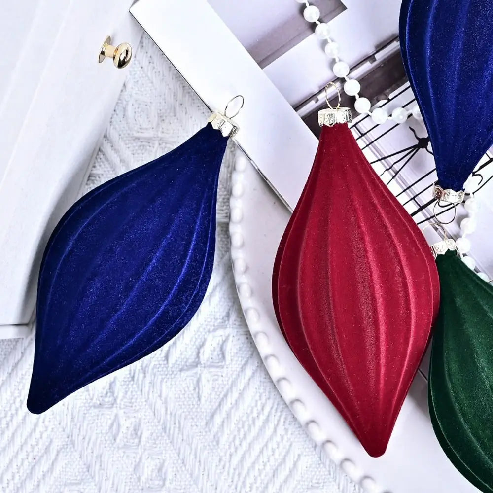 Set of 2 Shatterproof Velvet Christmas Cone Ornaments