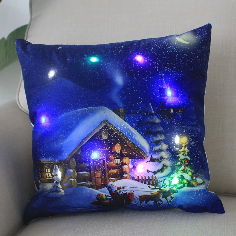 Illuminated Christmas Pillowcase with Santa & Snowman - Image 12