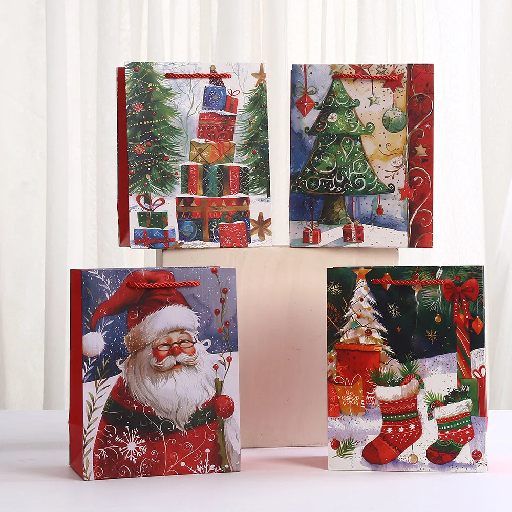 Reusable Santa Tote Bags for Christmas Gifts