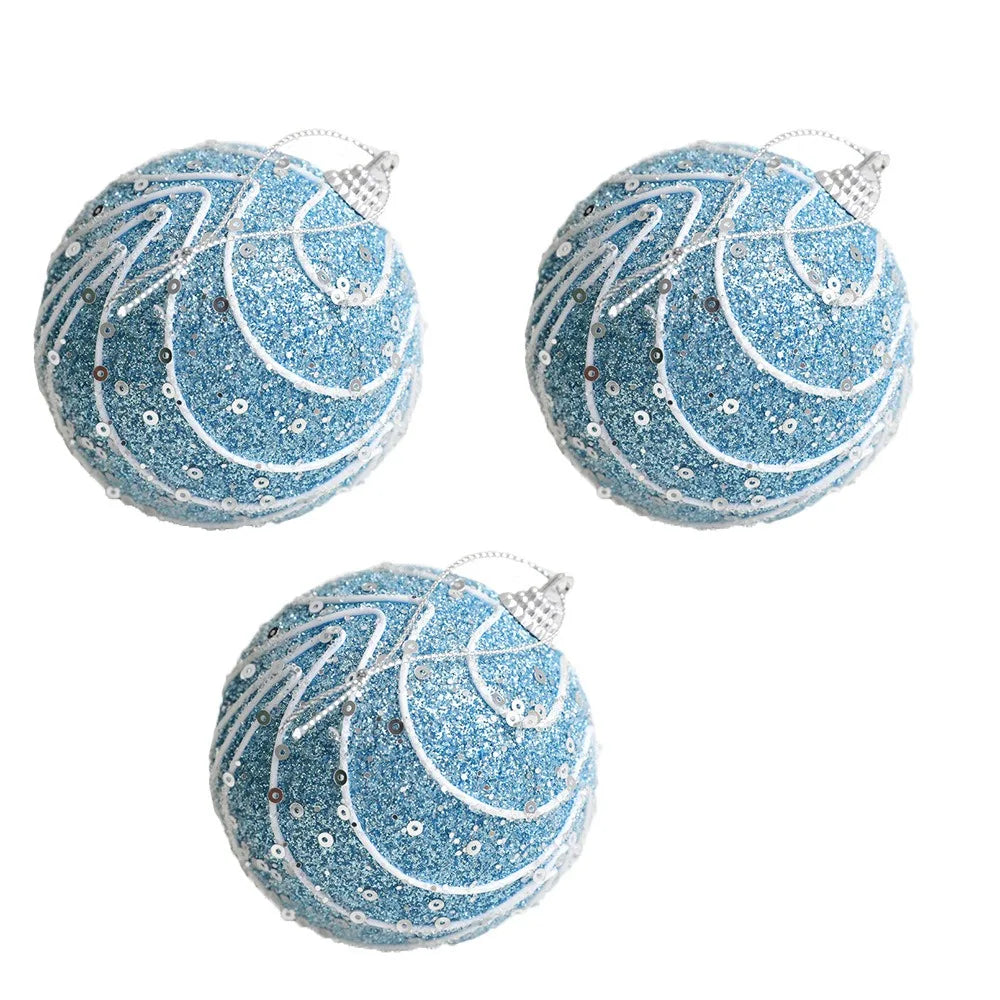 Elegant Blue Shatterproof Christmas Sequin Balls - Image 10