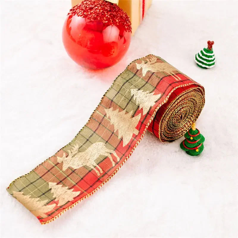 Festive Linen Wire Edge Christmas Ribbon Roll - Image 13