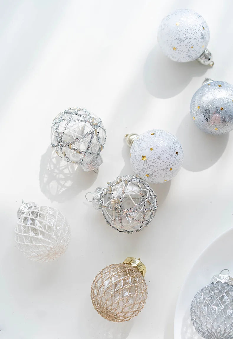 Chic Champagne Red Christmas Ball Ornaments - 6pcs - Image 14
