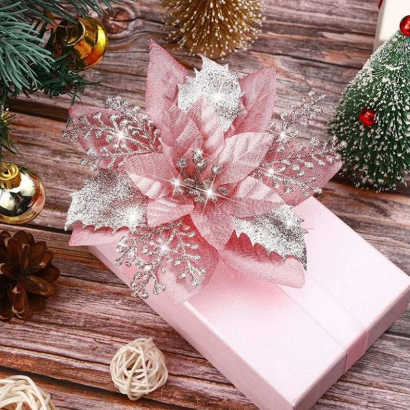 Sparkling 5-Piece Christmas Flower Decoration Set - Image 8