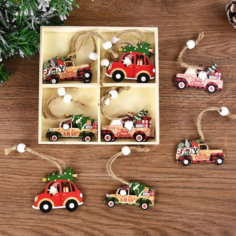 12pcs Christmas Wooden Ornaments: Santa & Gnomes - Image 19