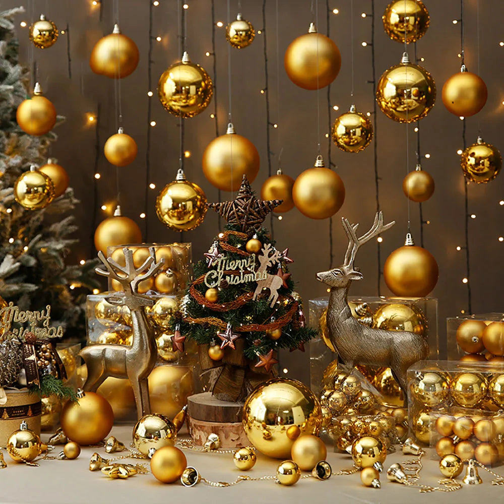 Sparkling Gold Christmas Decorative Hanging Ornaments - Image 3