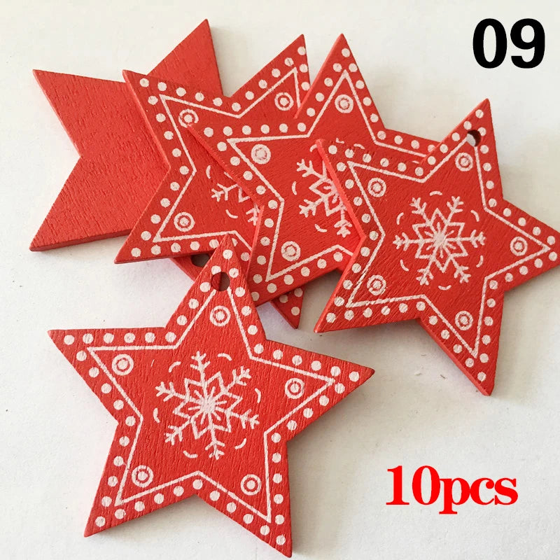 Charming Wooden Snowflake Christmas Ornaments – 10pcs - Image 24