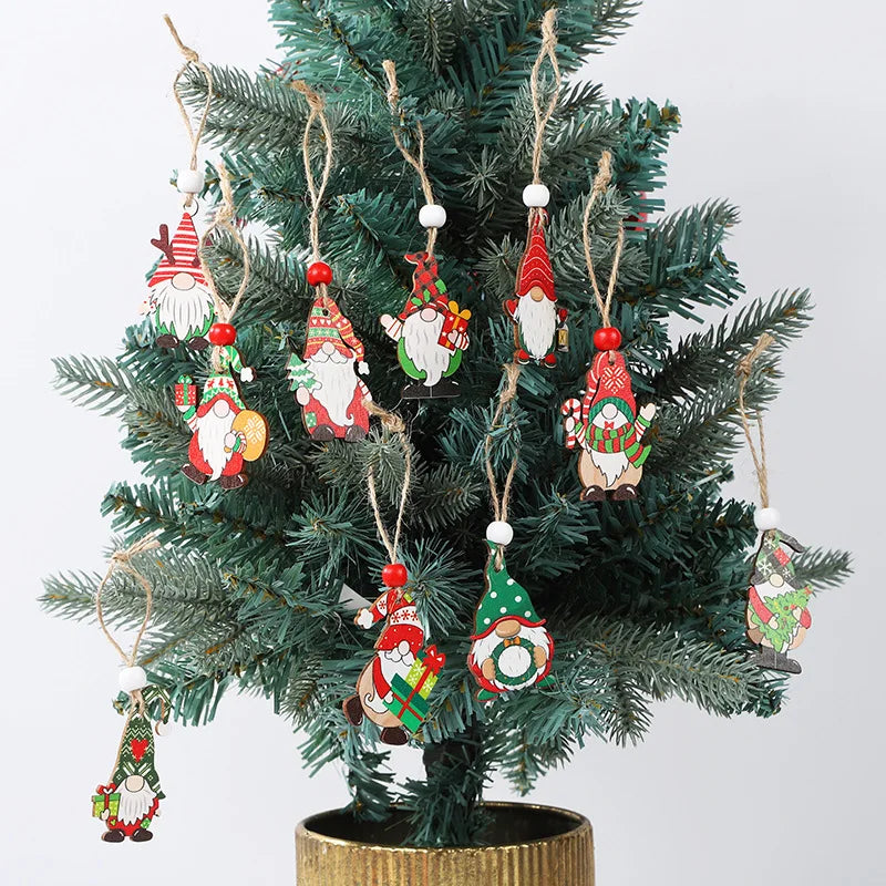 Charming Colorful Gnome Wooden Ornaments for Christmas - Image 20