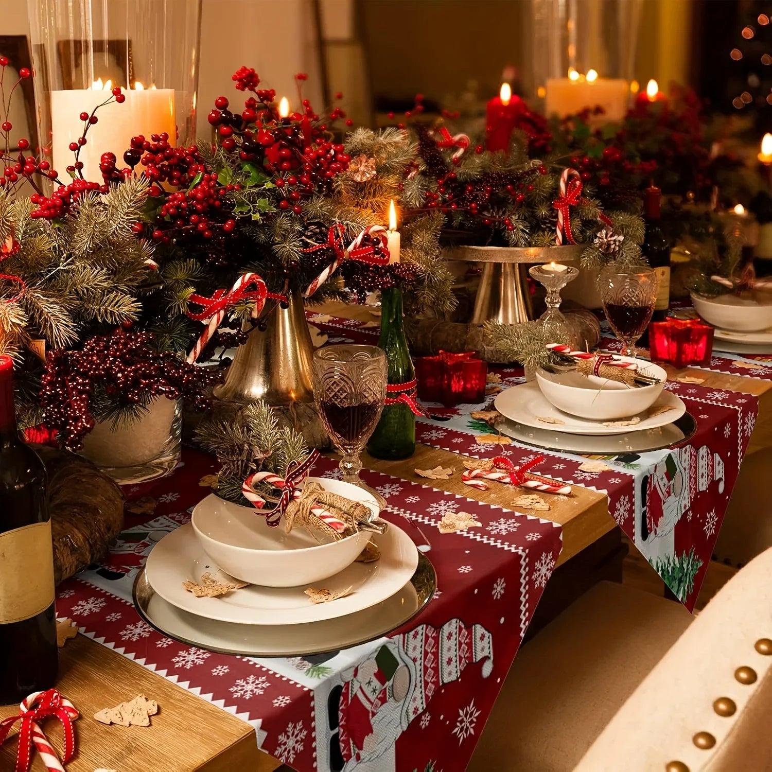Charming Gnome Snowflake Christmas Table Runner - Image 2