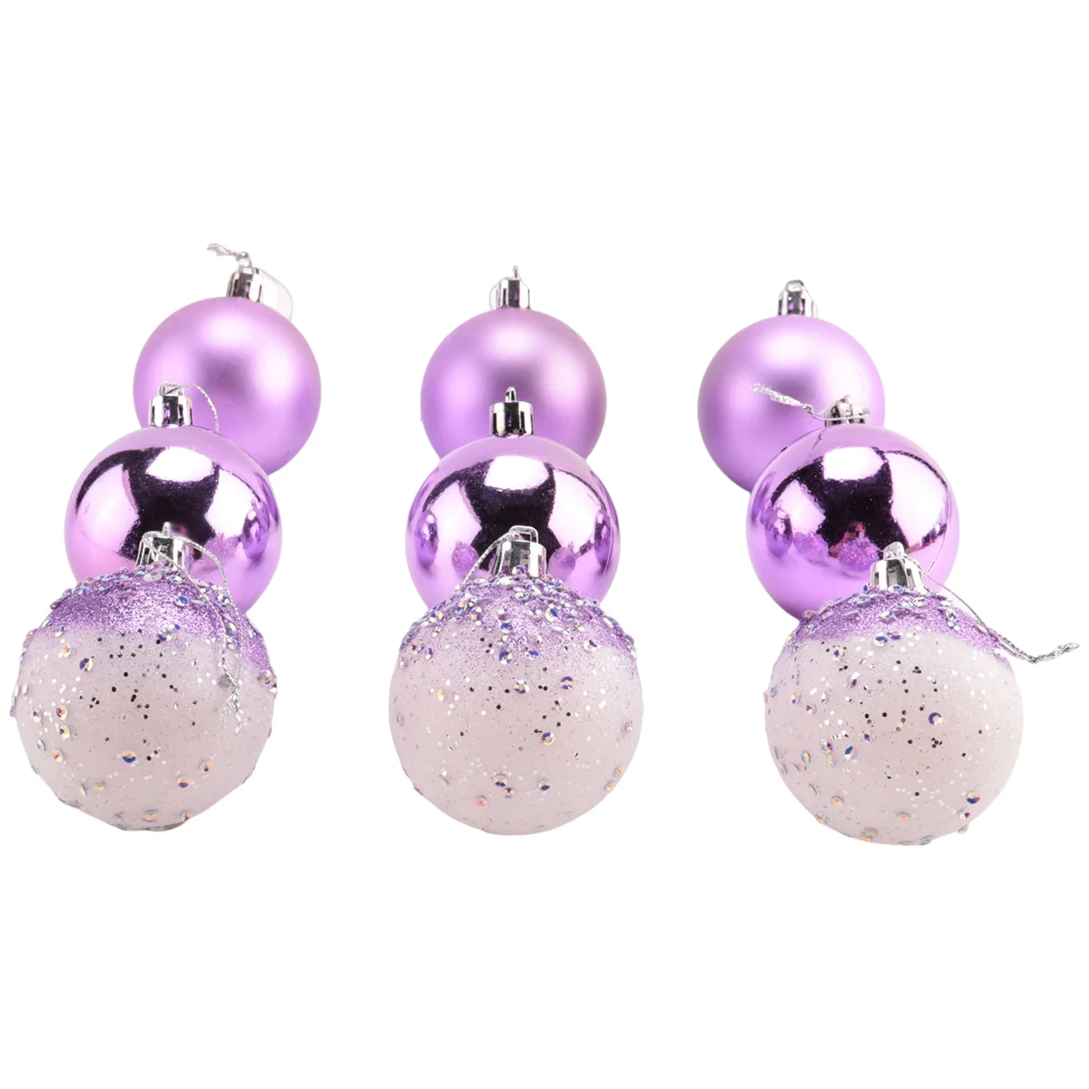 Vibrant Purple Christmas Ball Ornaments - 9PC Set - Image 2